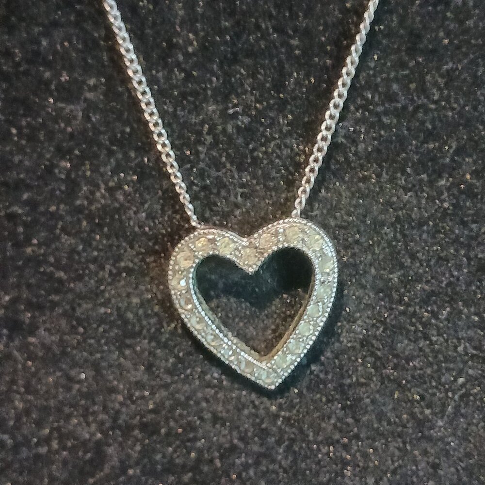 Sterling Silver and CZ Heart Necklace
